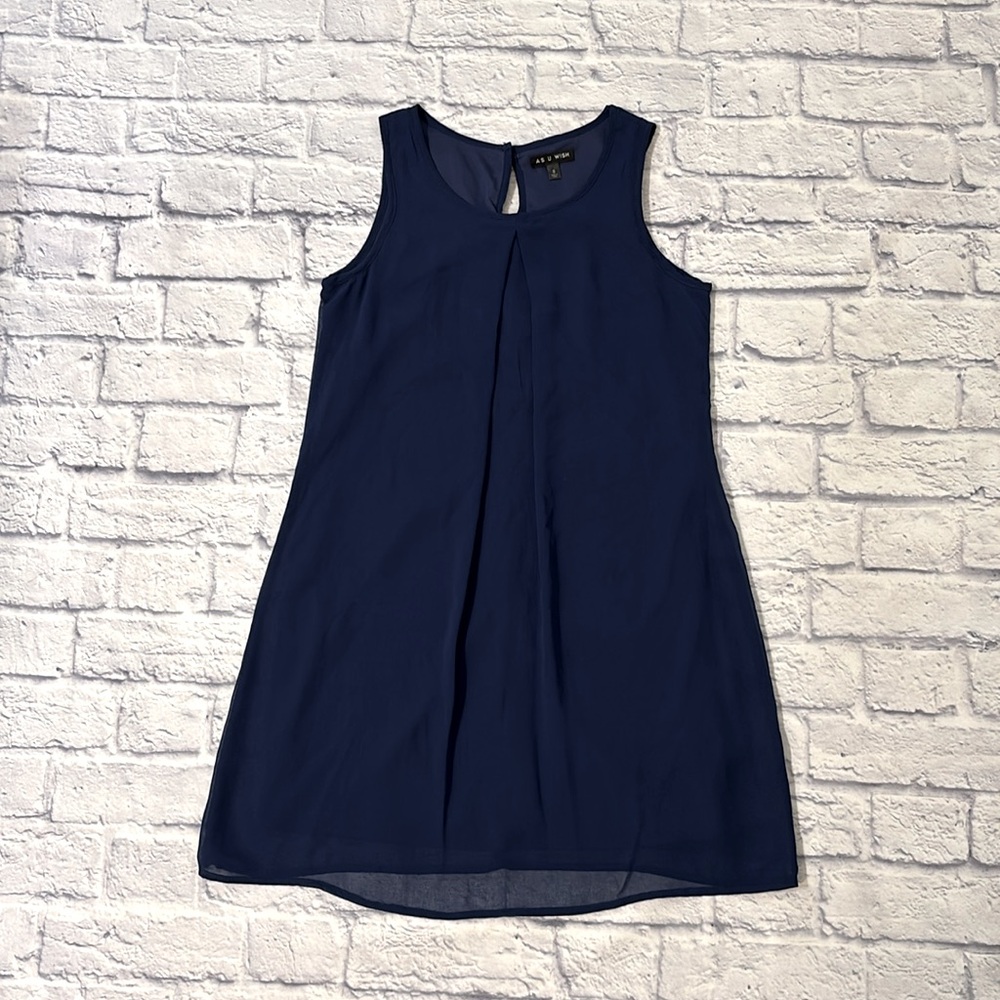 As U Wish Sleeveless Lined Tank Dress Dark Navy Blue Juniors Size Small NWT